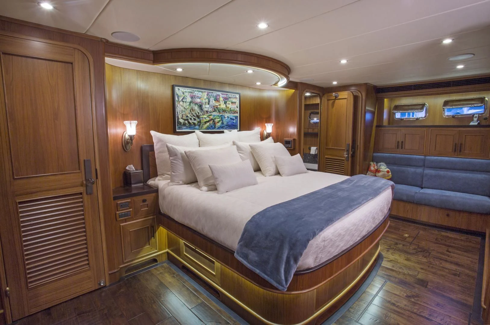 a large bedroom with a bed aboard ON LIBERTY Yacht for Sale