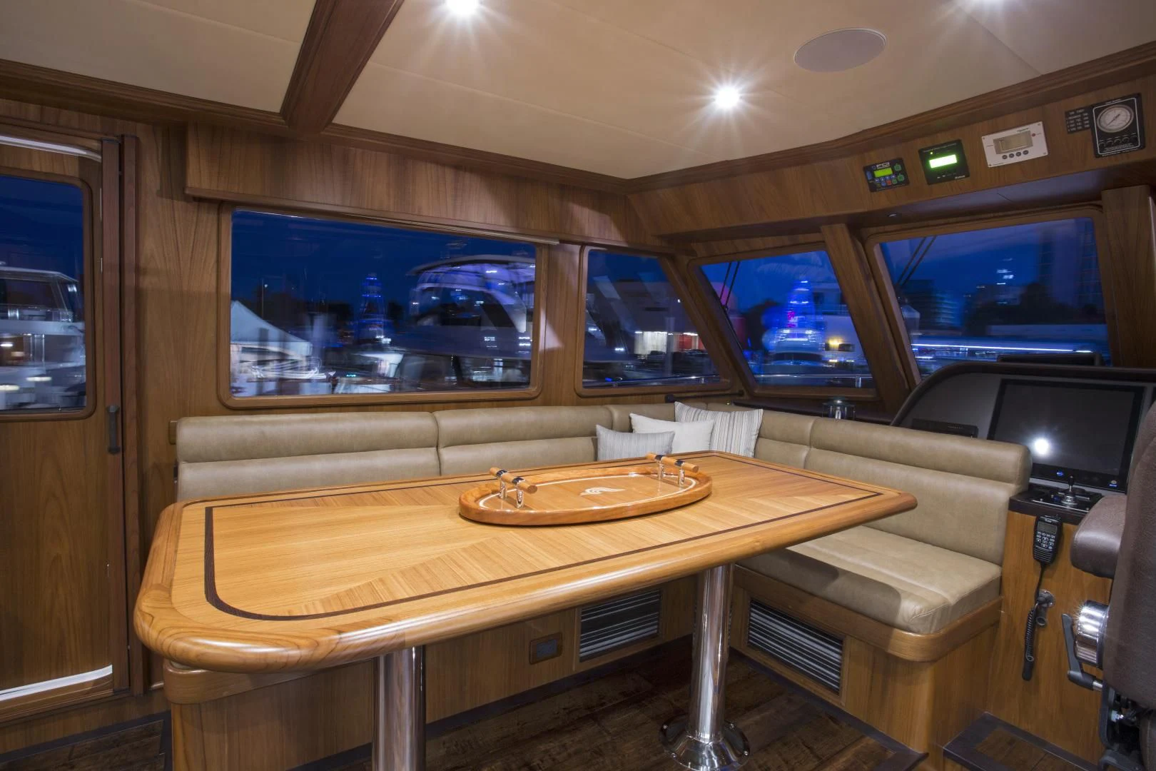 a table in a room aboard ON LIBERTY Yacht for Sale