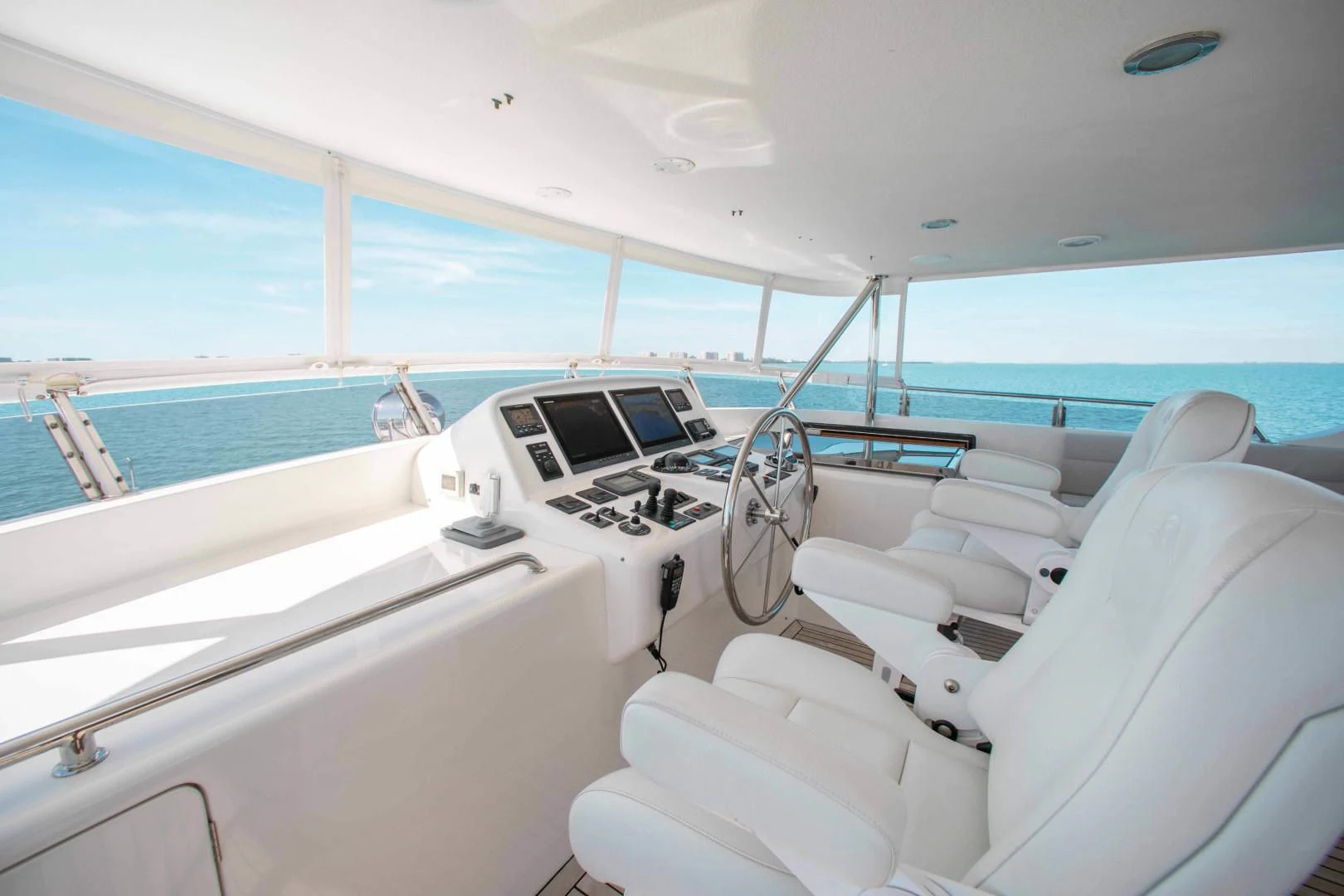 a boat with a laptop on the deck aboard ON LIBERTY Yacht for Sale