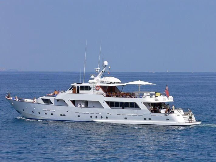 a white yacht in the water aboard AVA Yacht for Charter