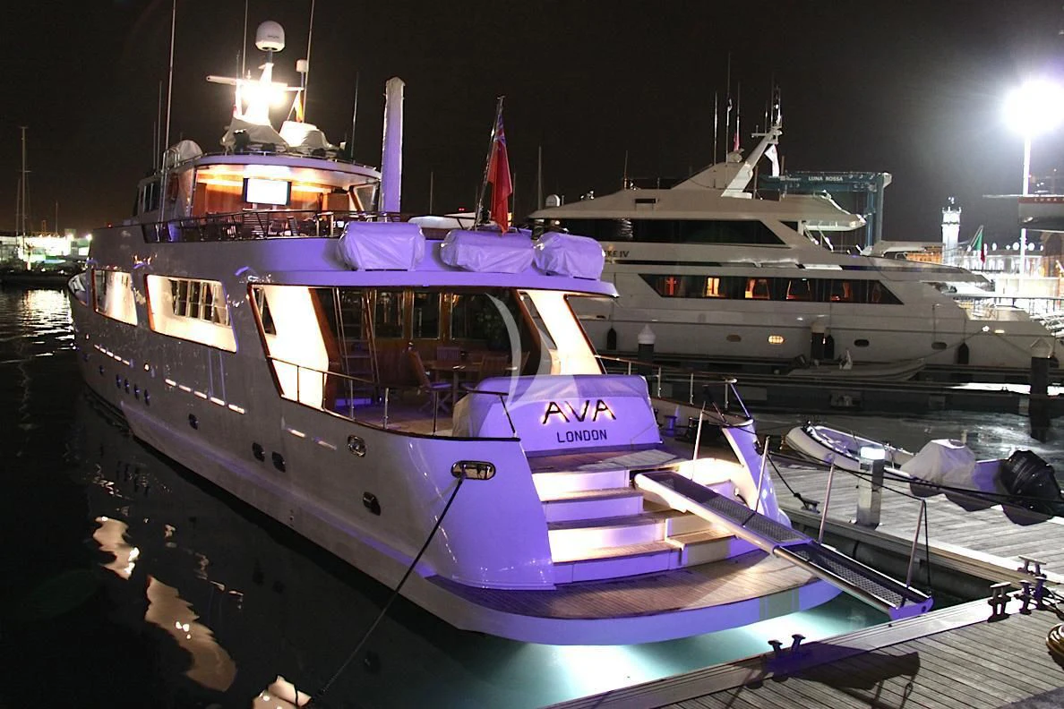 a boat in the water aboard AVA Yacht for Charter