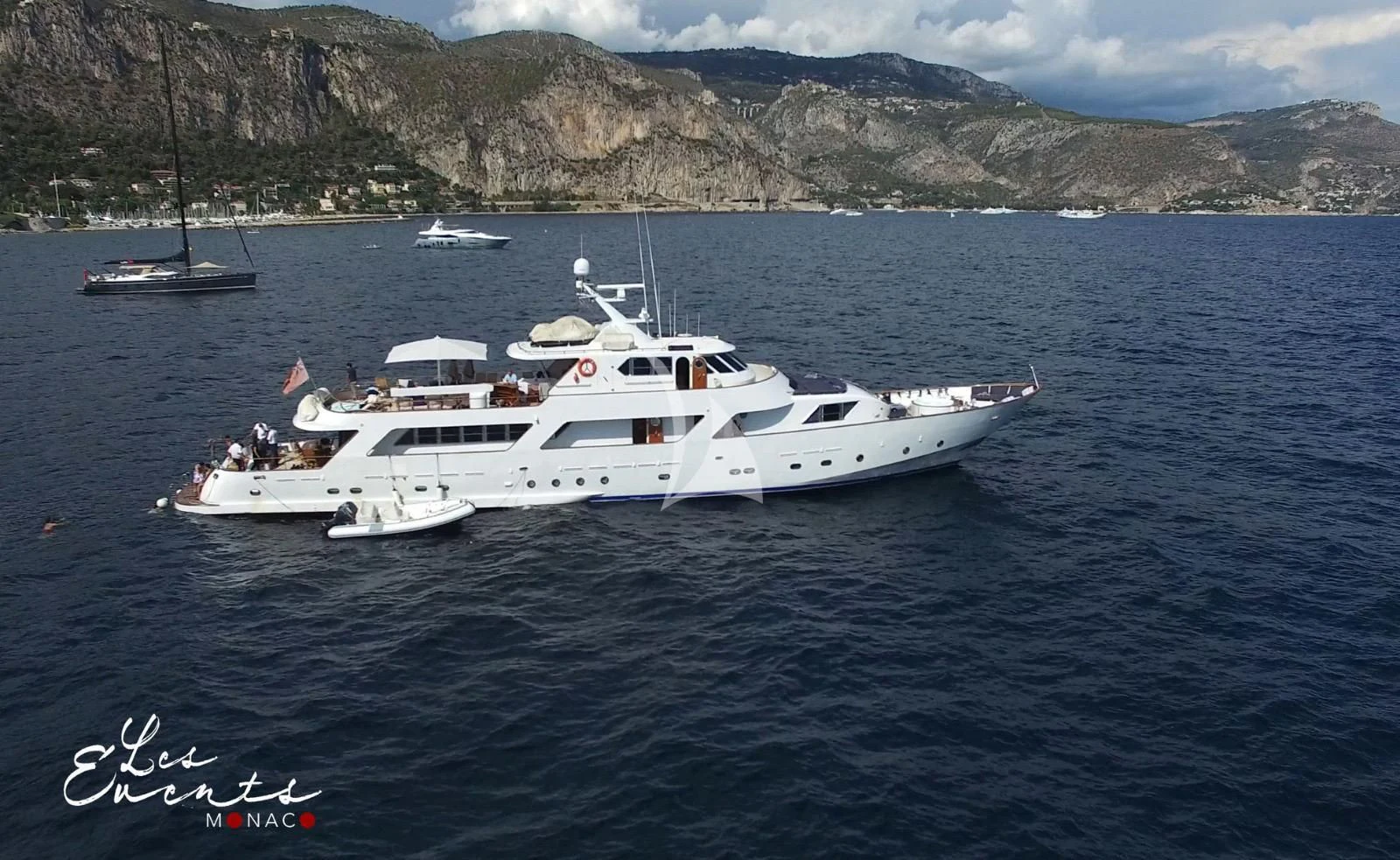 a group of boats in the water aboard AVA Yacht for Charter