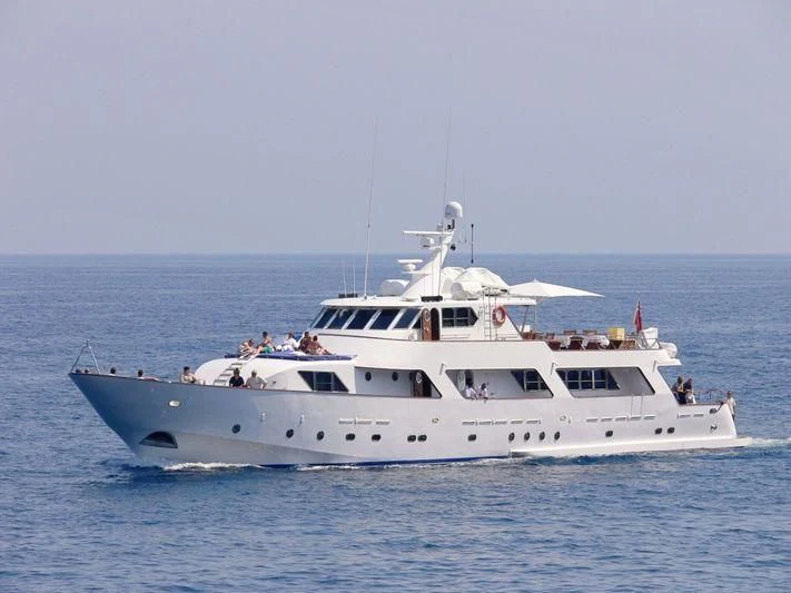 a boat in the water aboard AVA Yacht for Charter