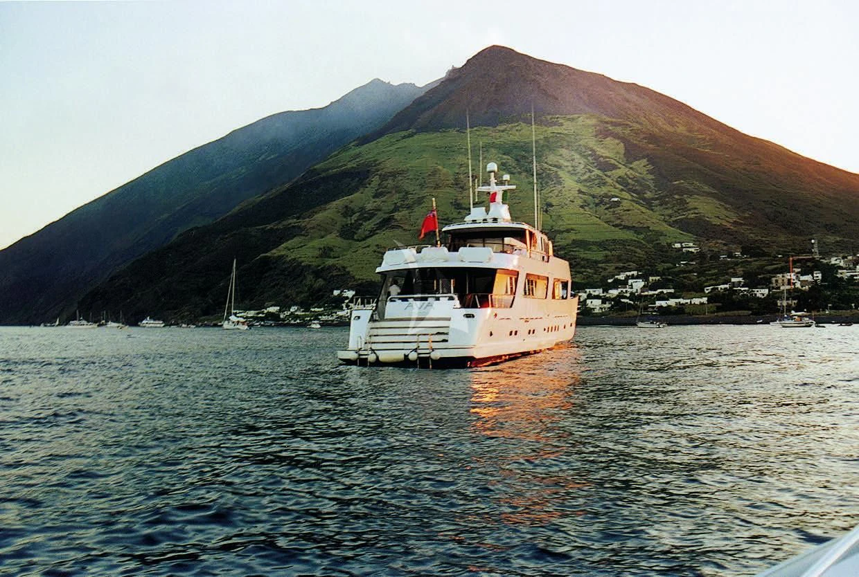 a boat in the water aboard AVA Yacht for Charter
