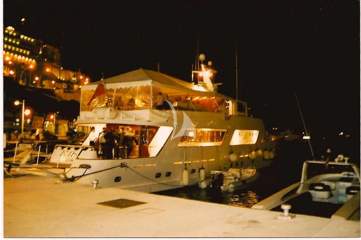 a large boat with people on it aboard AVA Yacht for Charter