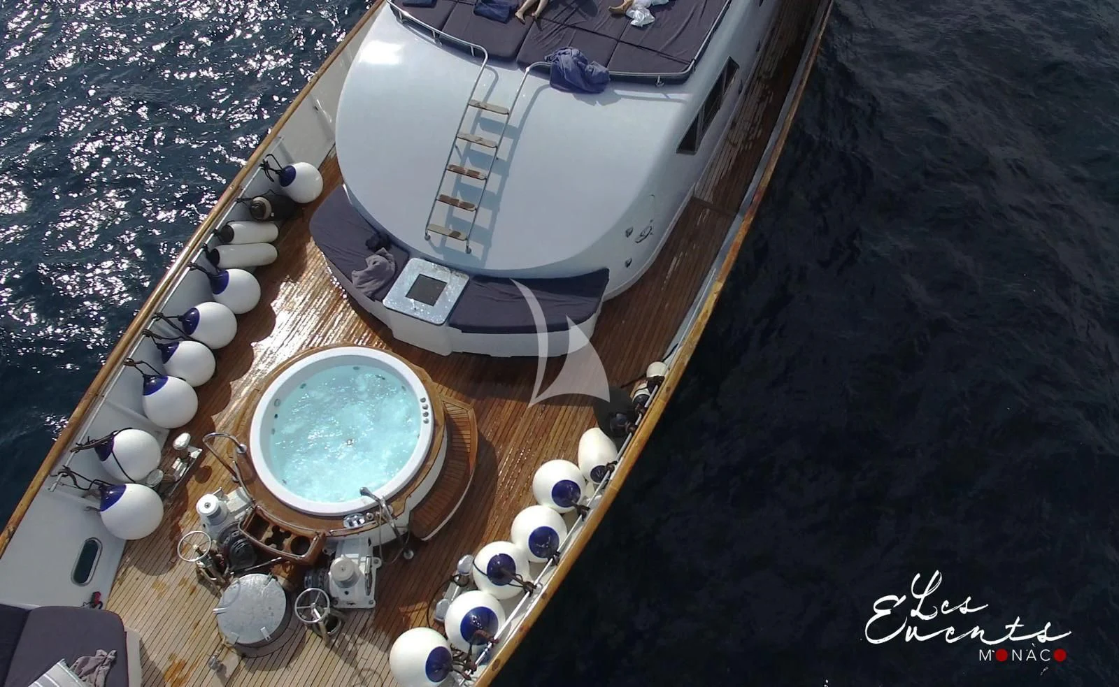 a high angle view of a boat aboard AVA Yacht for Charter