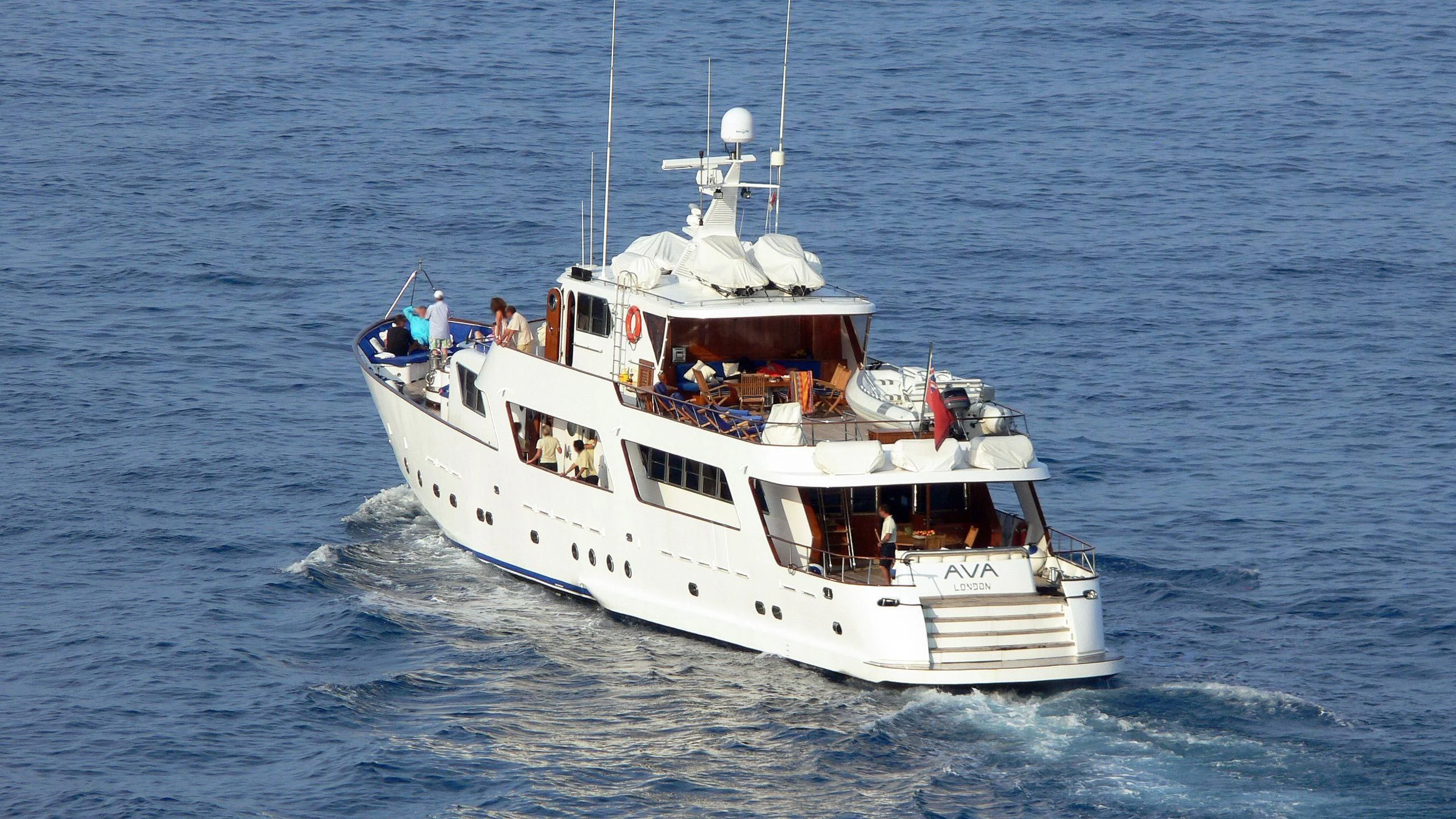 a boat in the water aboard AVA Yacht for Charter