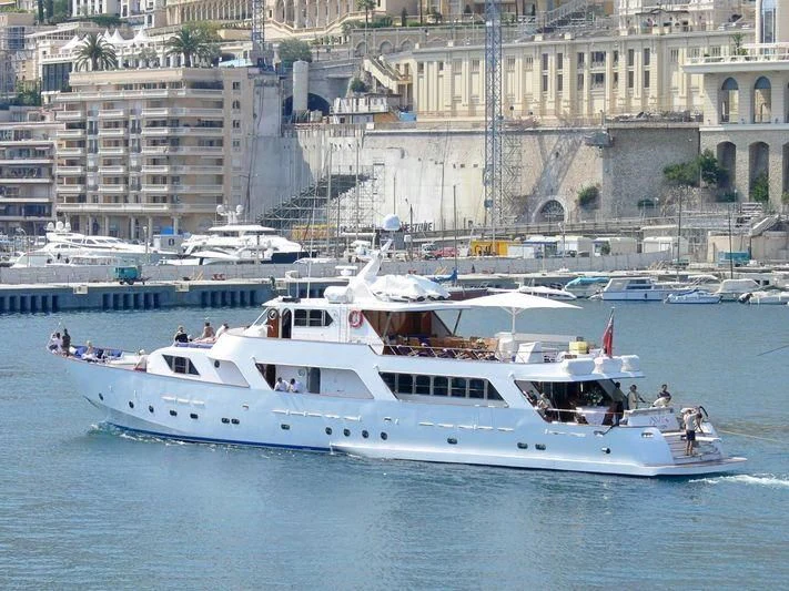 a boat in the water aboard AVA Yacht for Charter