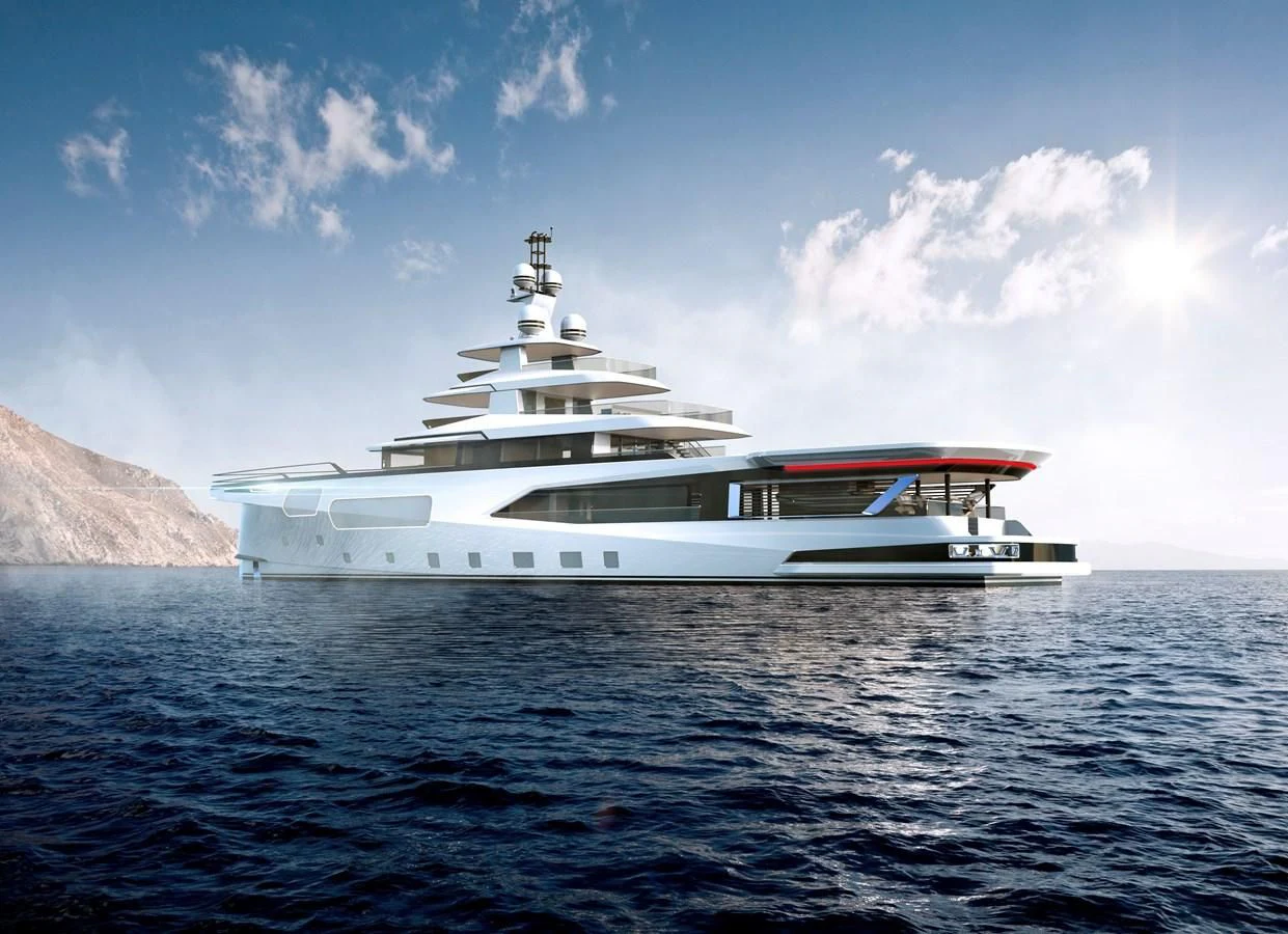a white yacht in the water aboard DYNAMIQ GLOBAL 550 Yacht for Sale