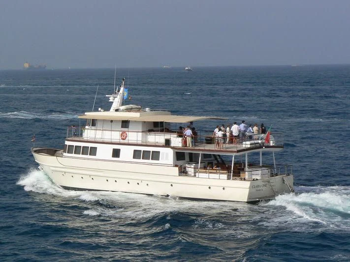 a group of people on a boat aboard CLARA ONE Yacht for Sale
