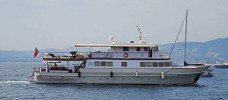 a large boat in the water aboard CLARA ONE Yacht for Sale