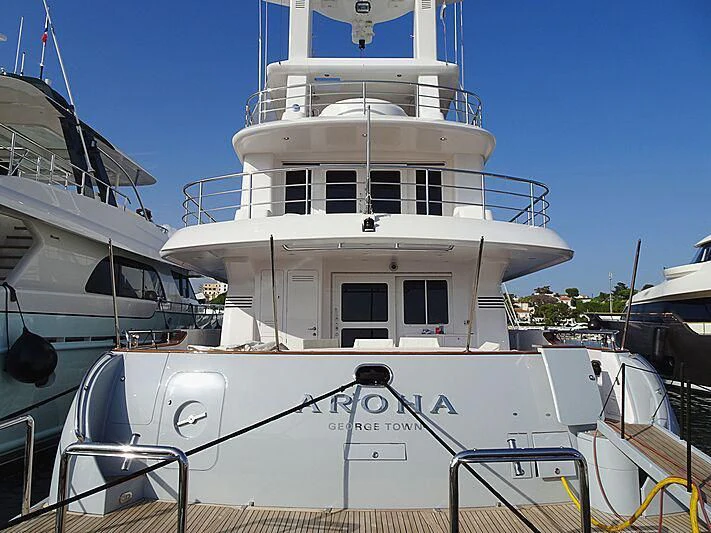 a large white boat aboard SOLACE Yacht for Sale
