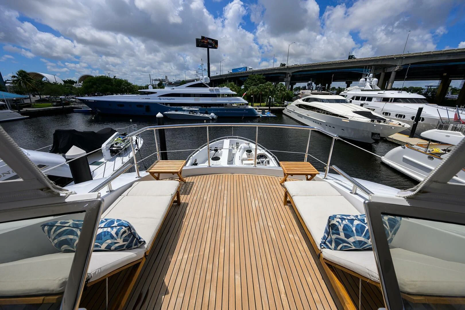 a boat dock with boats aboard SOLACE Yacht for Sale