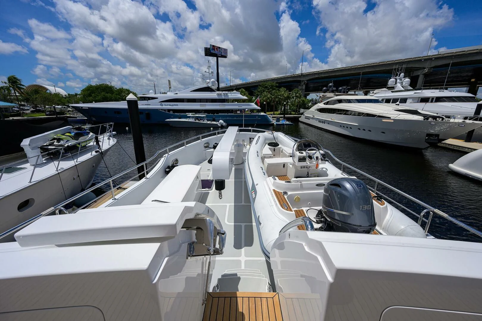 a group of boats docked aboard SOLACE Yacht for Sale