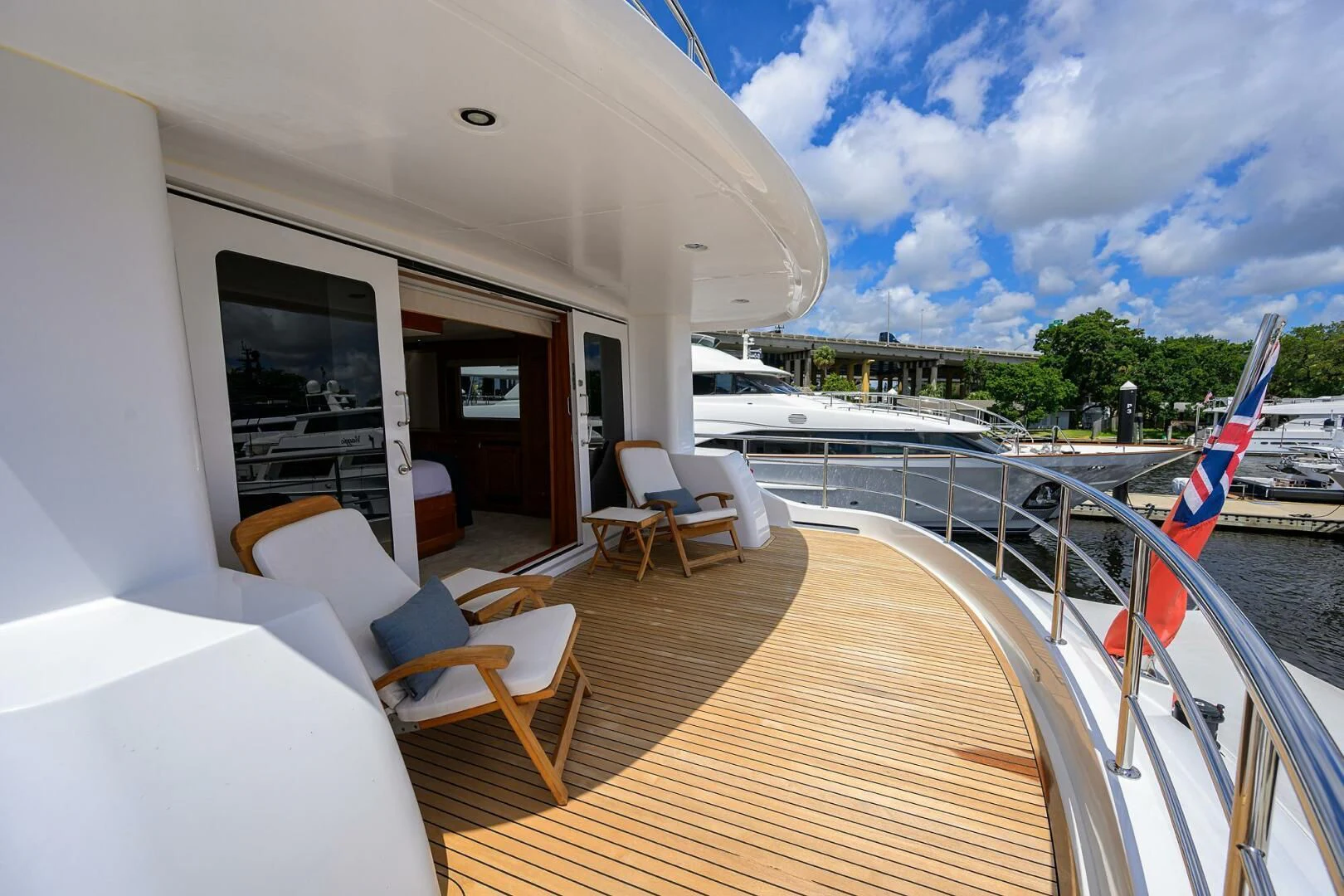 a boat on a deck aboard SOLACE Yacht for Sale