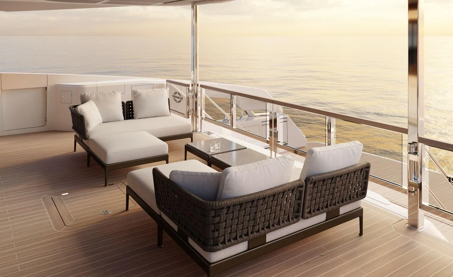 a room with a couch and a table aboard WORTH THE WAIT Yacht for Sale