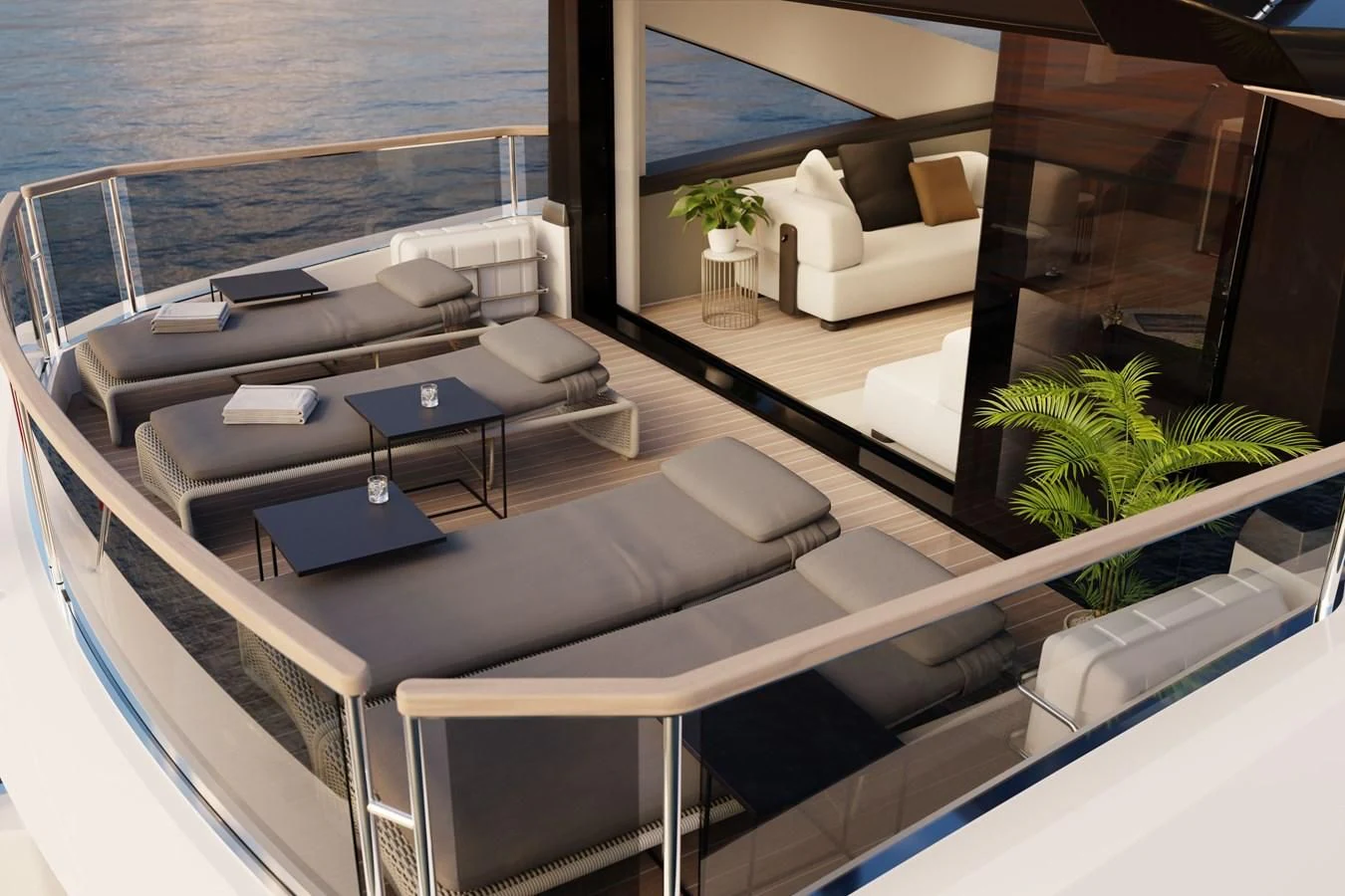 a room with a couch and a table aboard WORTH THE WAIT Yacht for Sale