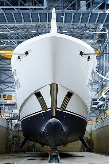 a space shuttle in a building aboard JUNO Yacht for Sale