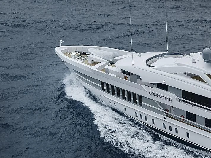 a white boat in the water aboard JUNO Yacht for Sale