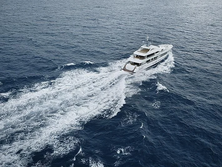 a ship in the ocean aboard JUNO Yacht for Sale