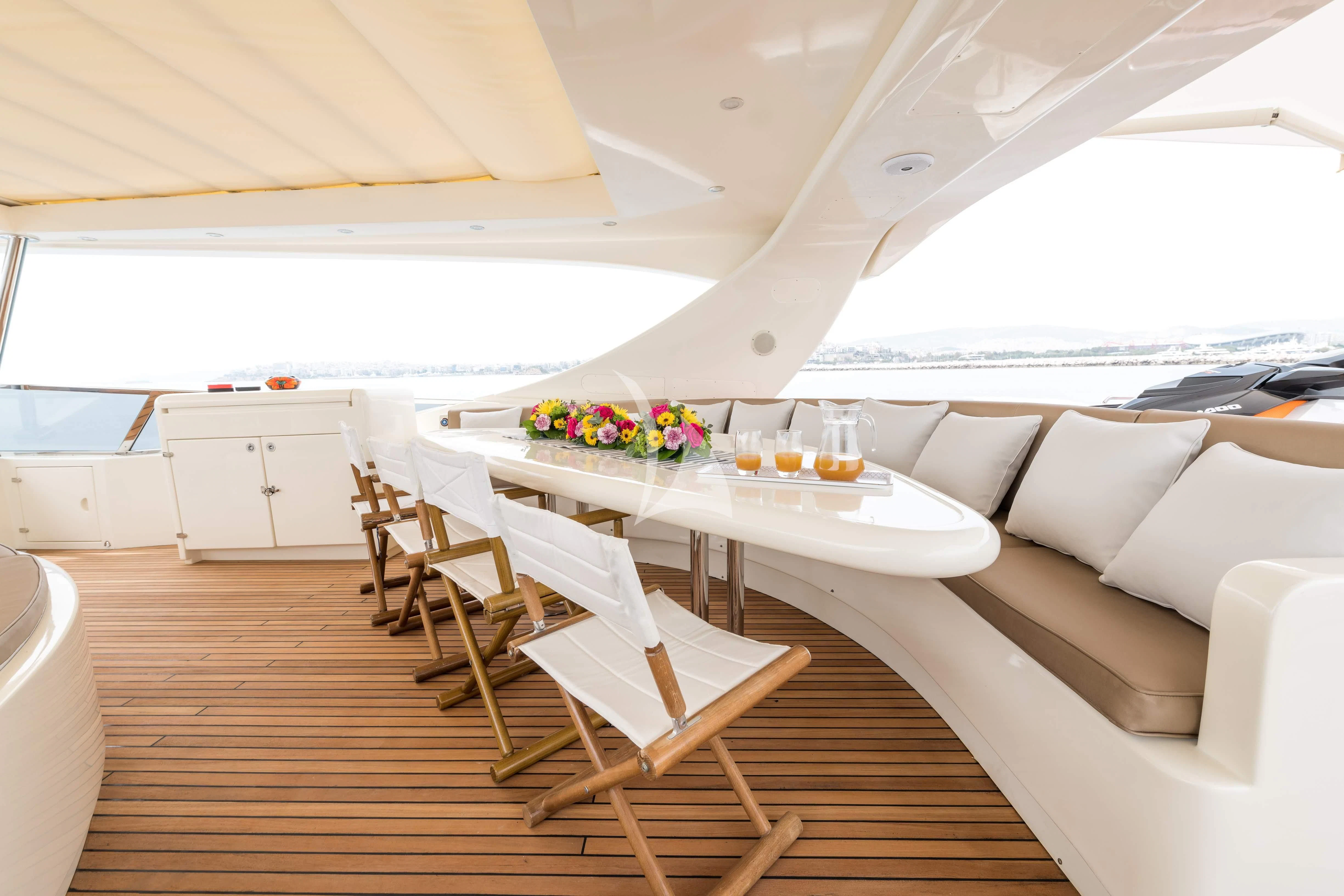 a room with a table and chairs aboard STAR LINK Yacht for Sale