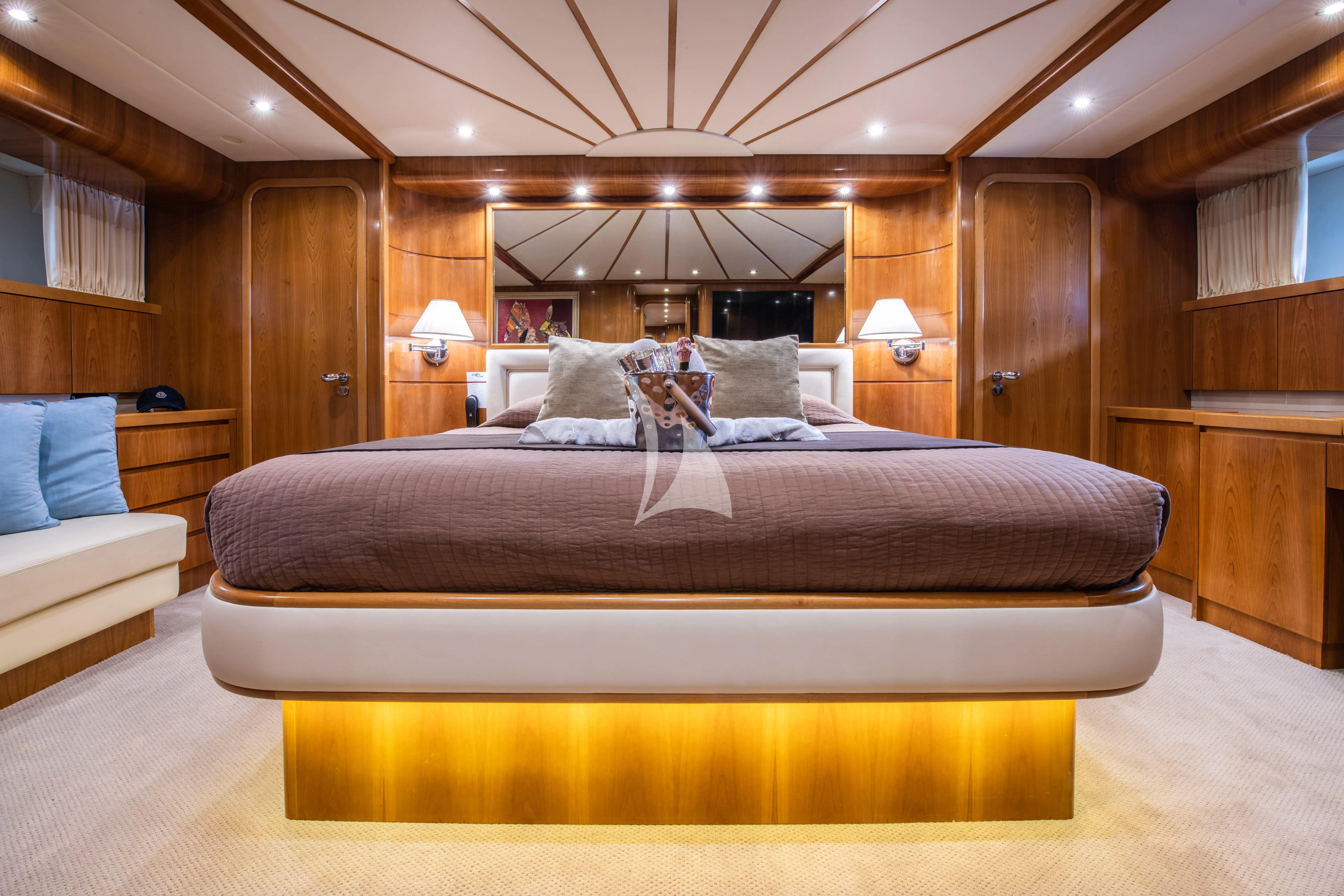 a bed in a cabin aboard STAR LINK Yacht for Sale