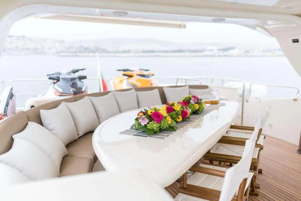 a table on a boat aboard STAR LINK Yacht for Sale