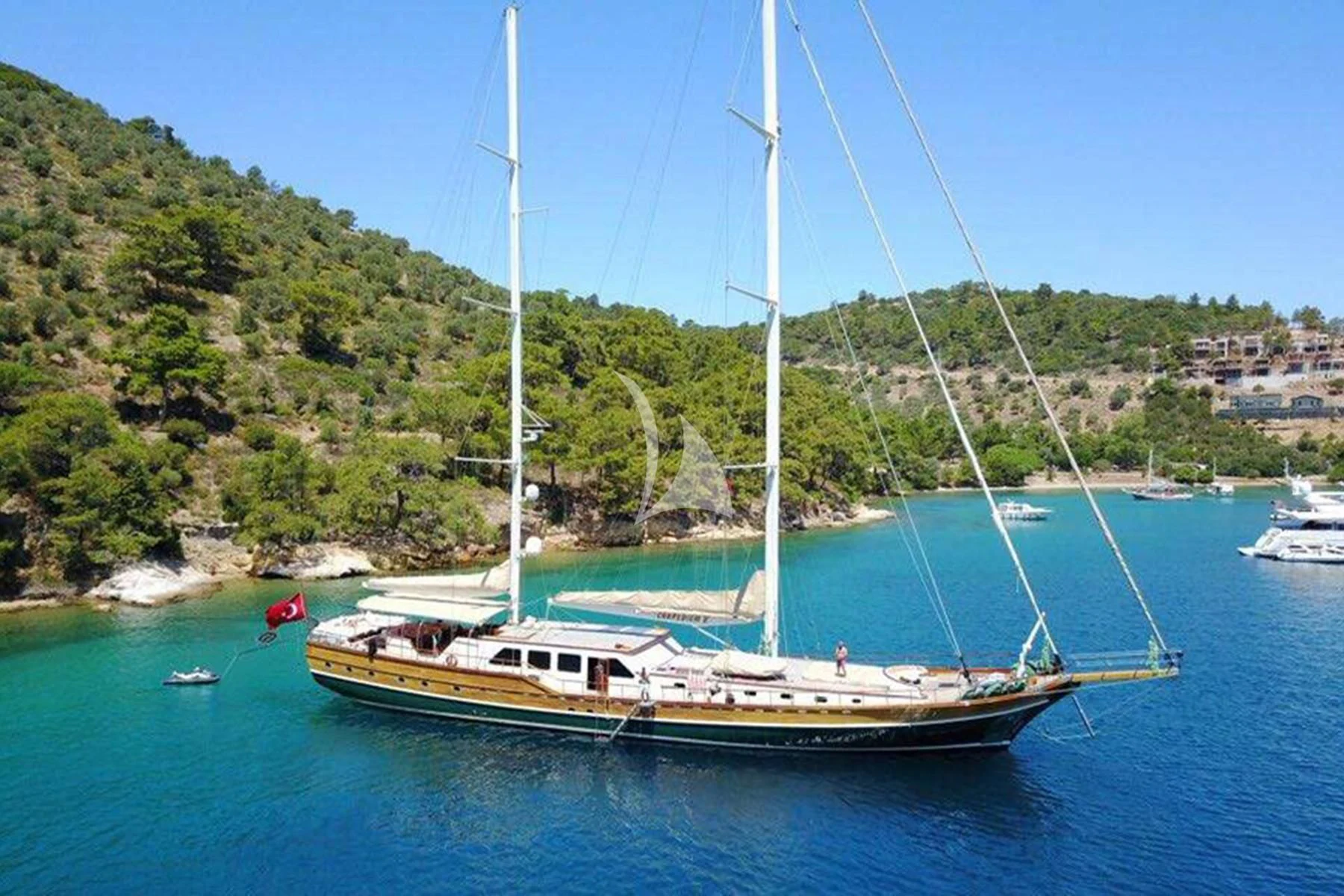 a sailboat in the water aboard LA BELLA VITA Yacht for Sale