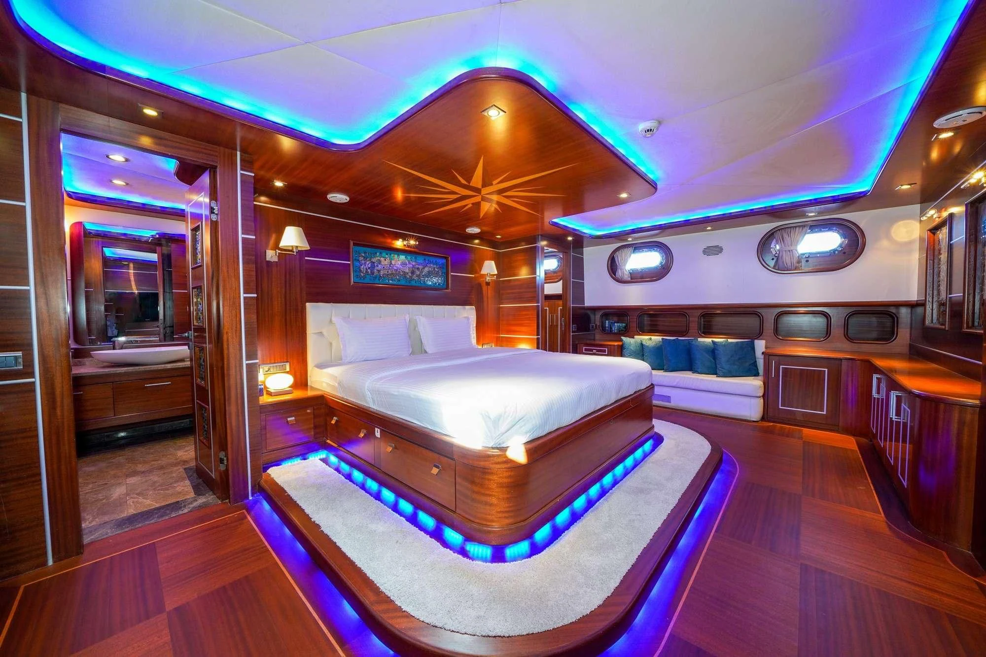 a room with a pool table aboard LA BELLA VITA Yacht for Sale