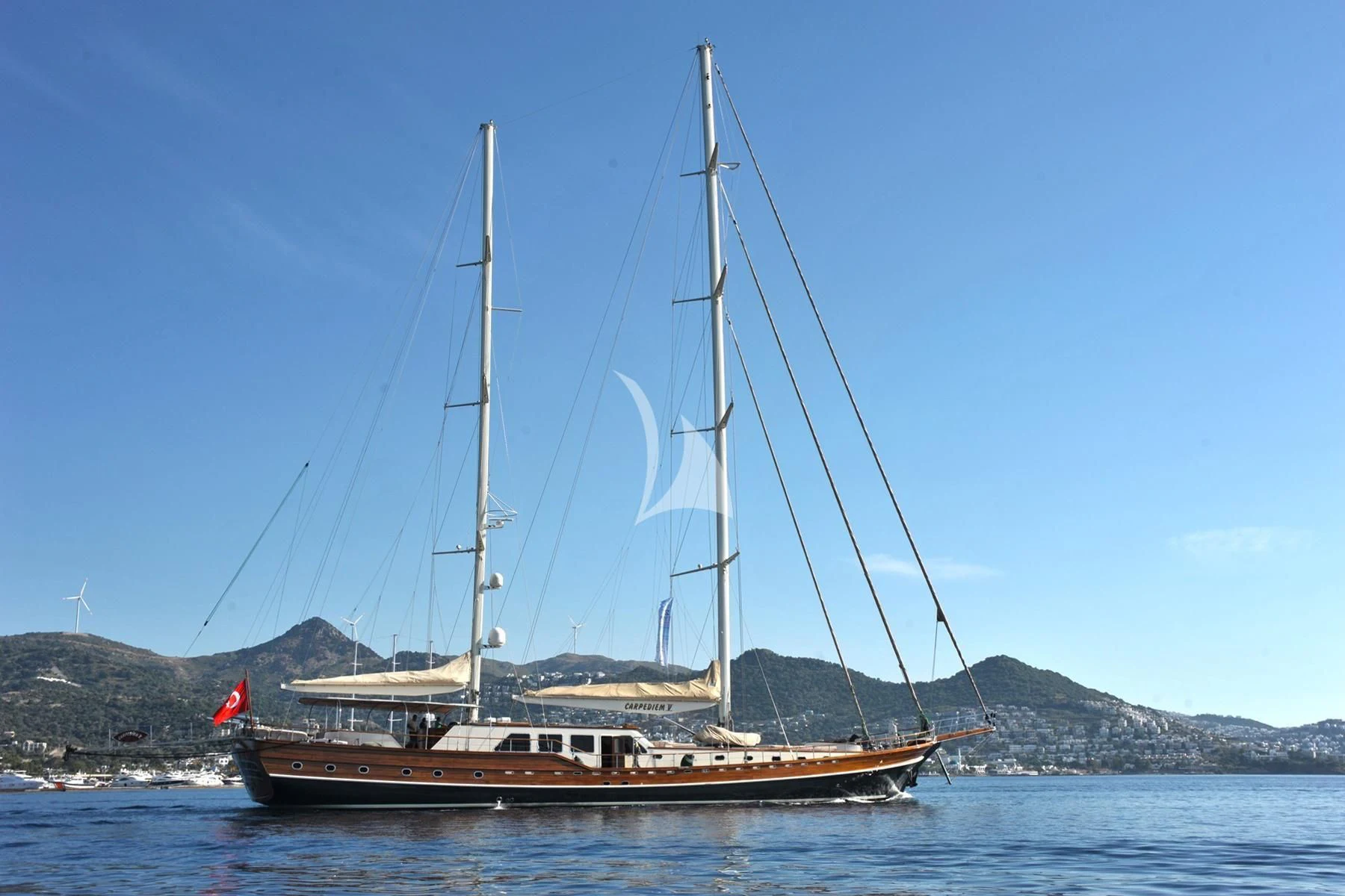 a sailboat on the water aboard LA BELLA VITA Yacht for Sale