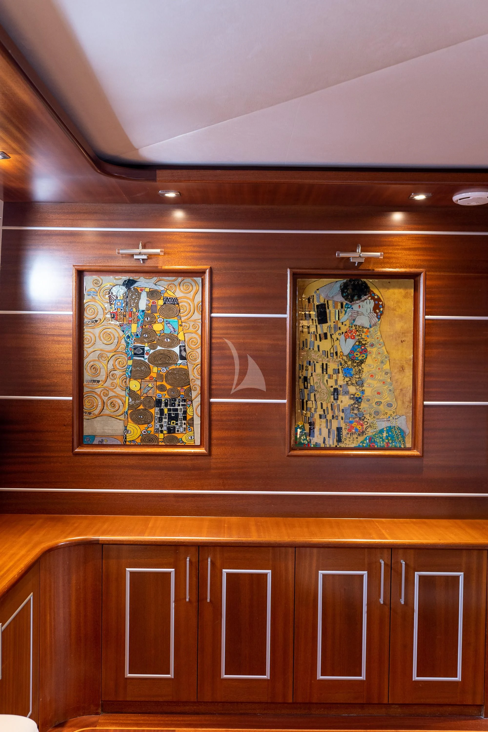 a painting on a wall aboard LA BELLA VITA Yacht for Sale