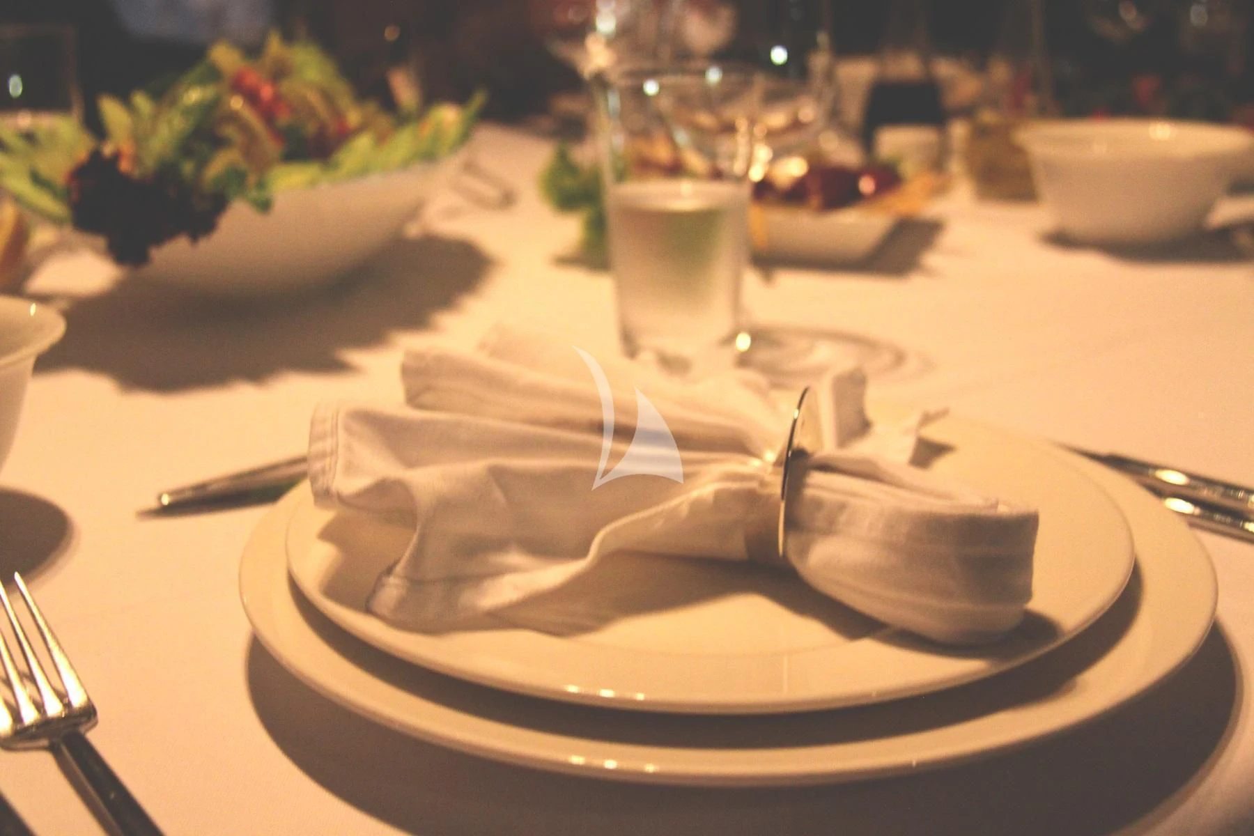 a plate of food aboard LA BELLA VITA Yacht for Sale