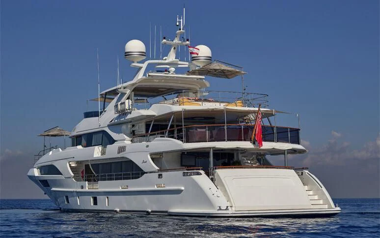 a white yacht in the water aboard AL-JUBAIL Yacht for Sale