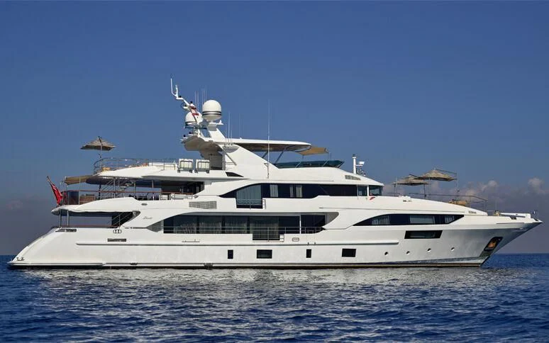 a large white yacht aboard AL-JUBAIL Yacht for Sale