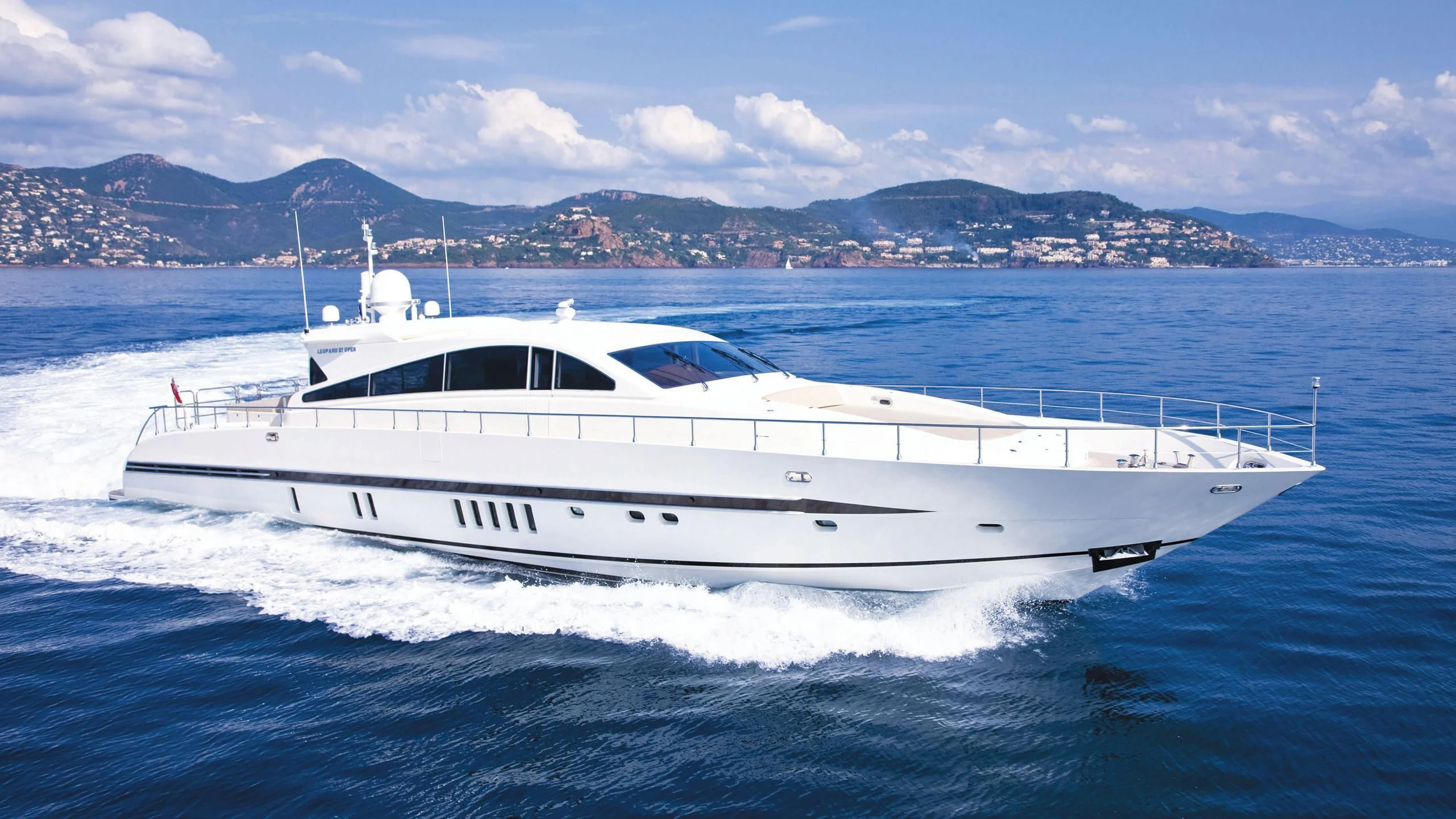 a white yacht in the water aboard PALOMA Yacht for Sale