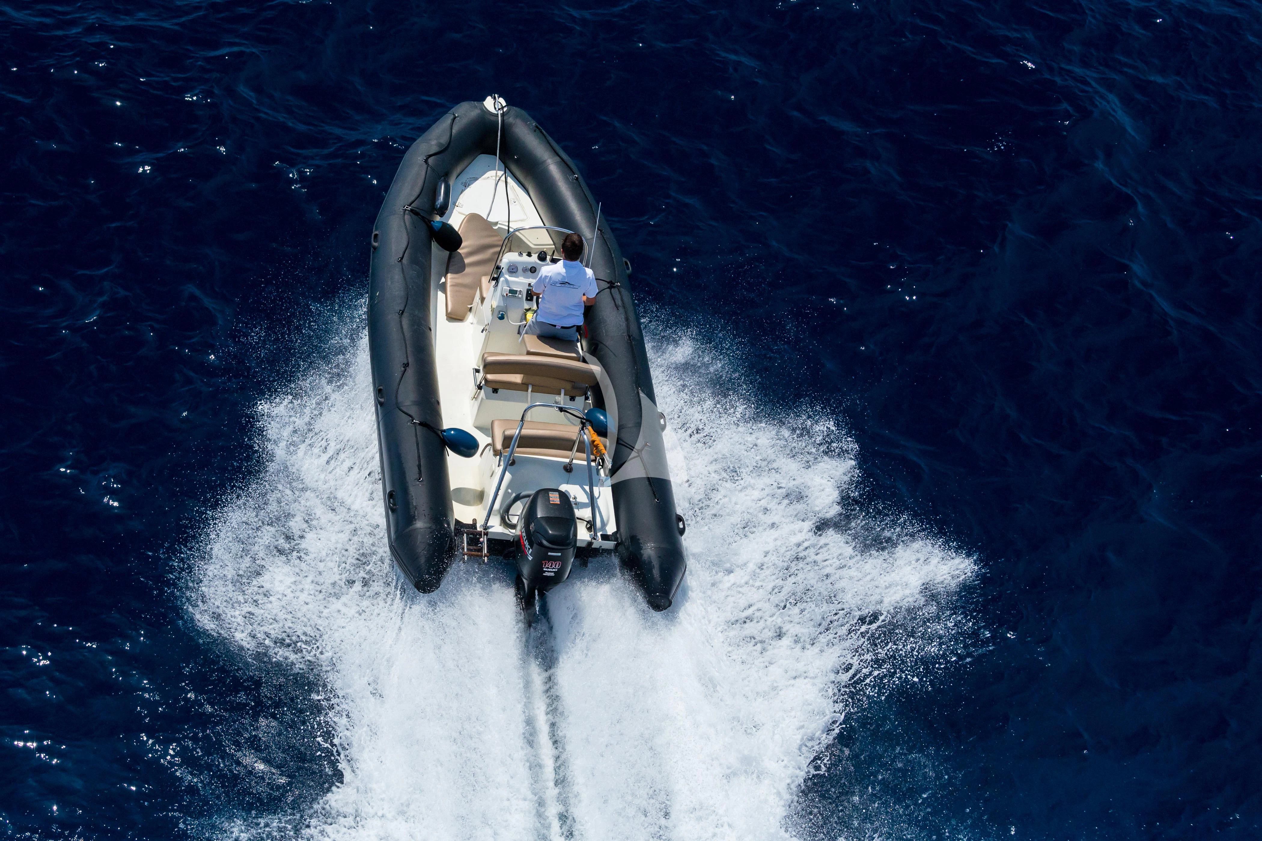 a person in a vehicle in space aboard ACCAMA DELTA Yacht for Sale