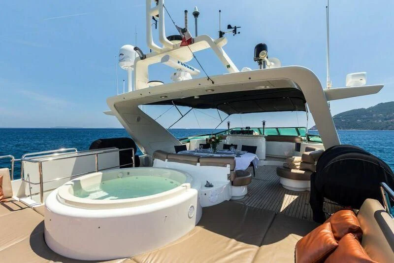 a boat on a deck aboard ACCAMA DELTA Yacht for Sale