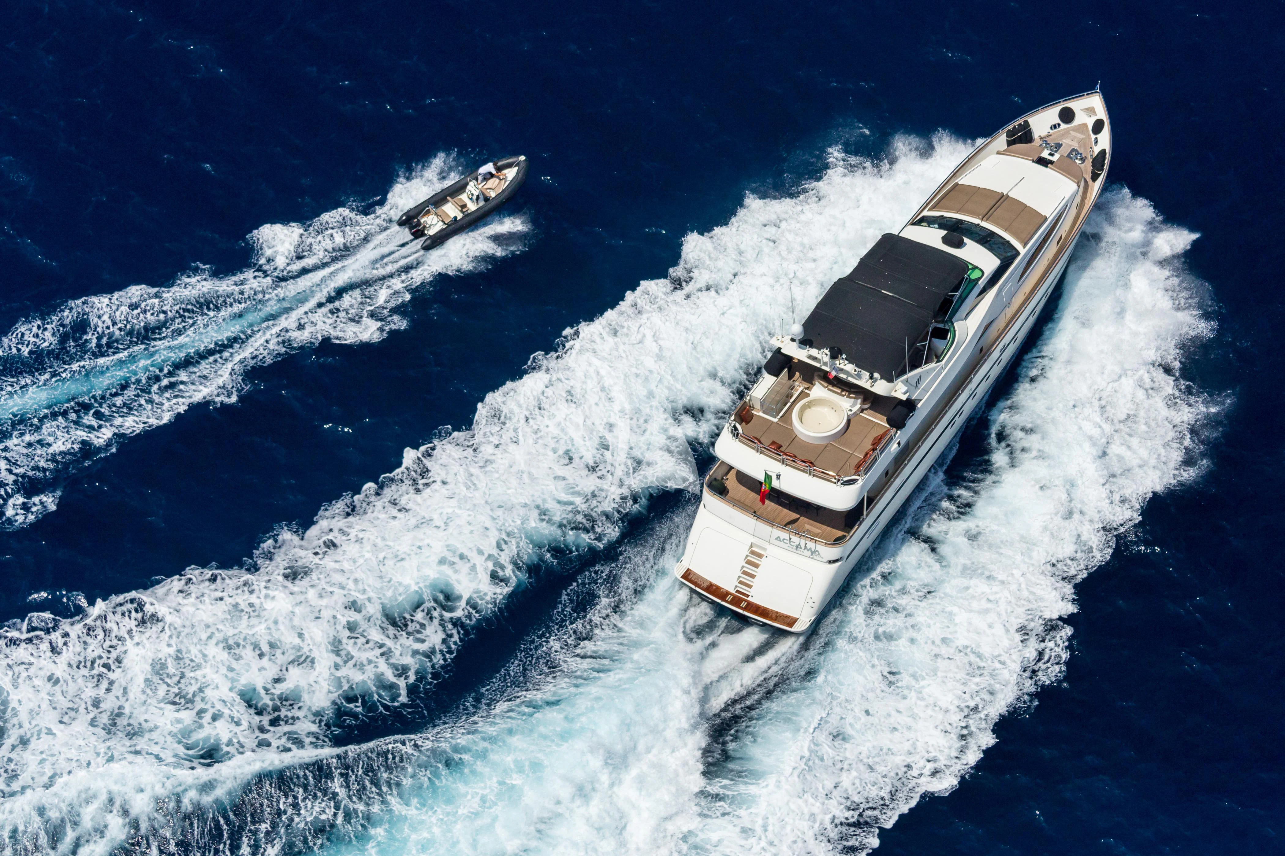 a ship in the ocean aboard ACCAMA DELTA Yacht for Sale