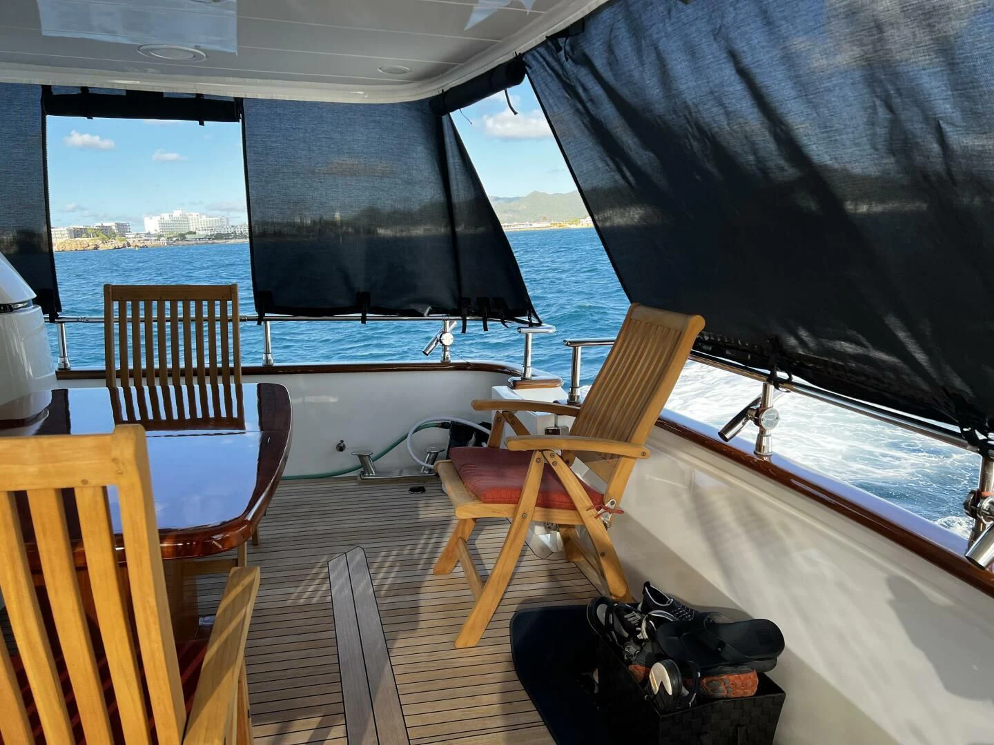 a boat with chairs on it aboard KOKO Yacht for Sale