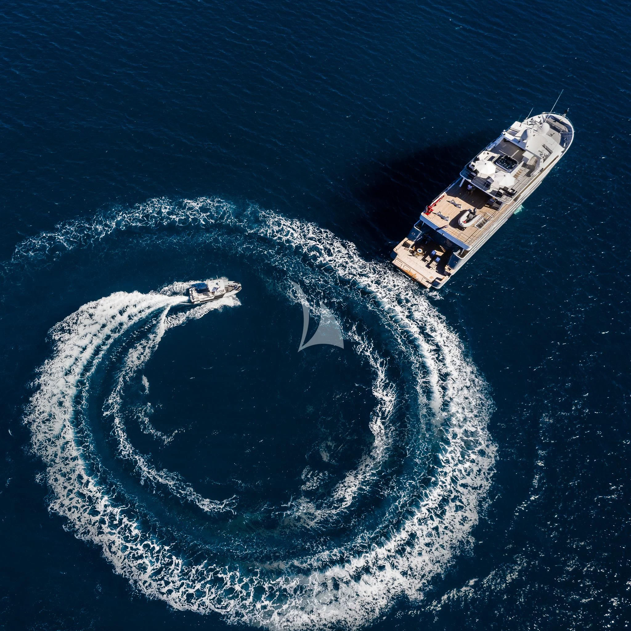 a high angle view of a ship aboard OURWAY Yacht for Sale
