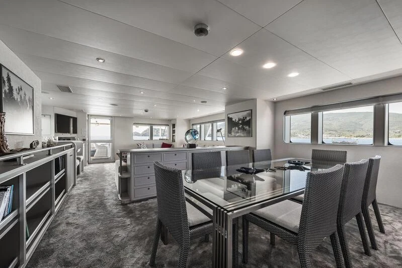 a large kitchen and dining room aboard OURWAY Yacht for Sale