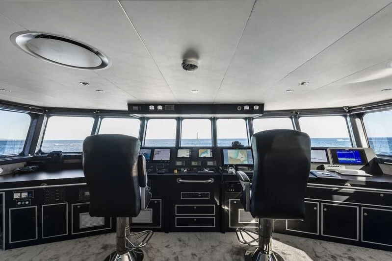 inside of a vehicle with many screens aboard OURWAY Yacht for Sale