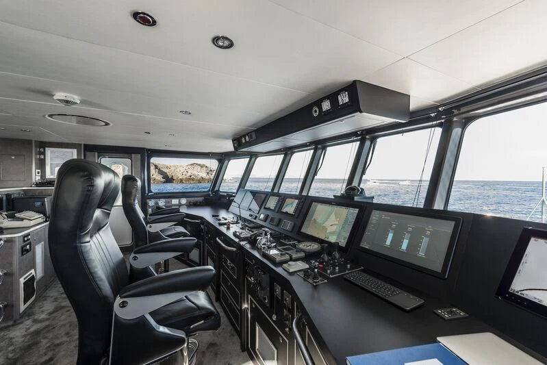 inside of a vehicle with monitors and monitors aboard OURWAY Yacht for Sale