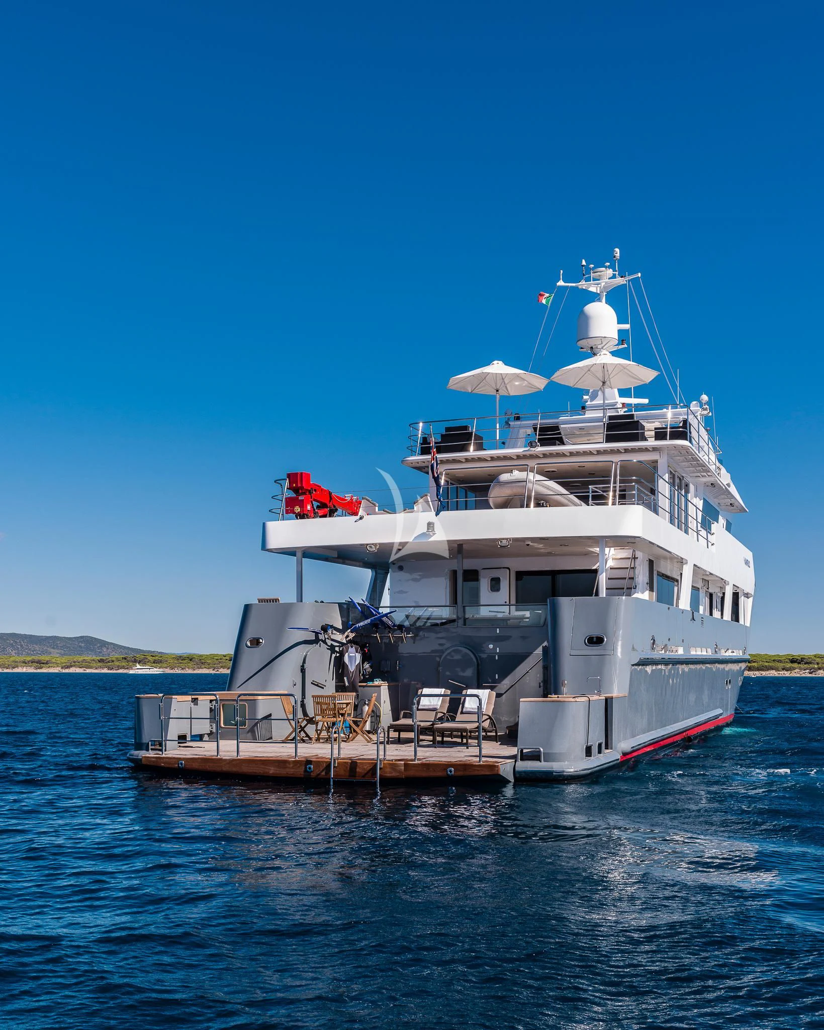 a large white boat on the water aboard OURWAY Yacht for Sale