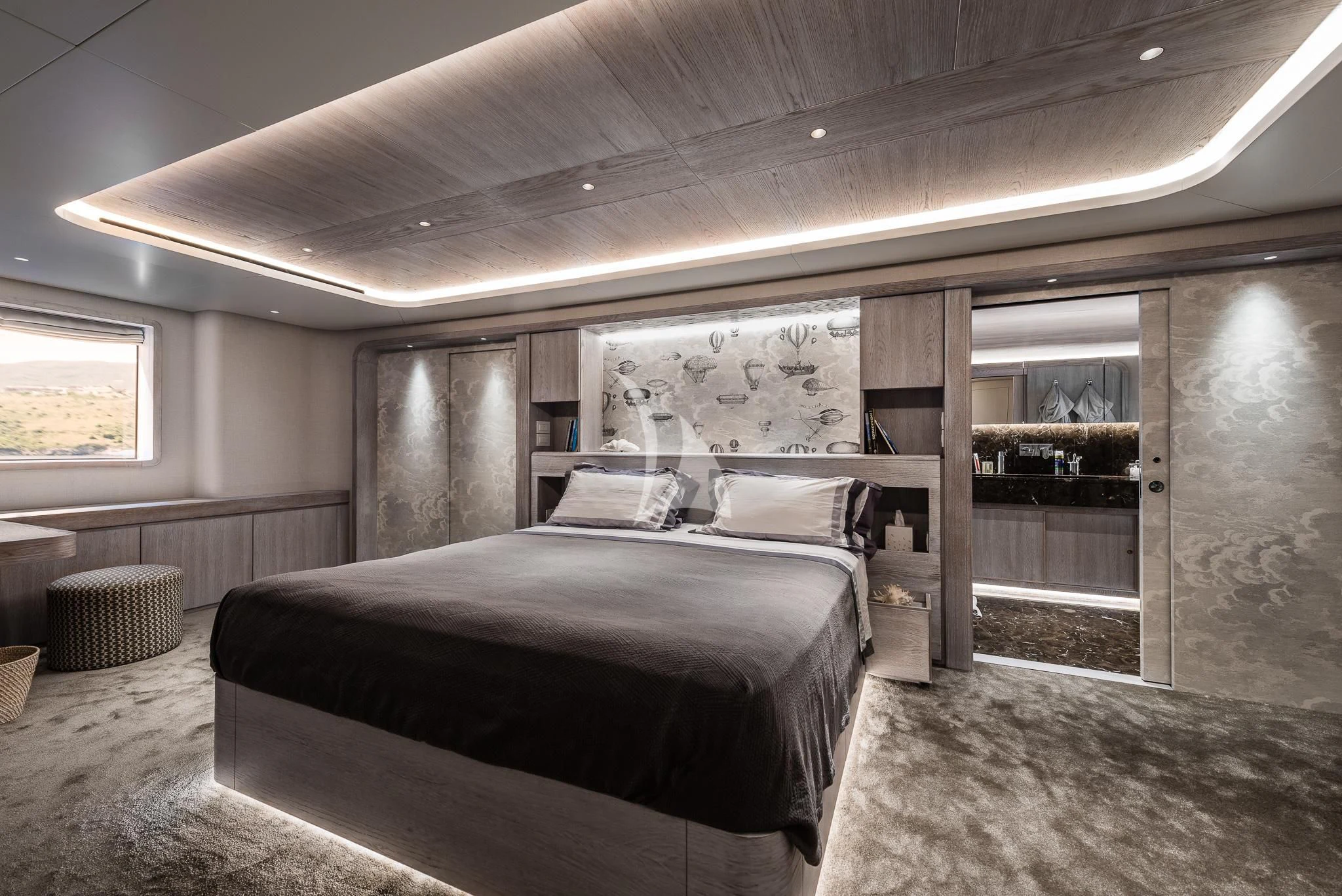 a bedroom with a bed aboard OURWAY Yacht for Sale