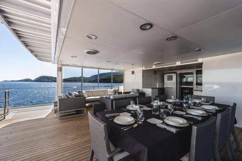 a dining table on a boat aboard OURWAY Yacht for Sale