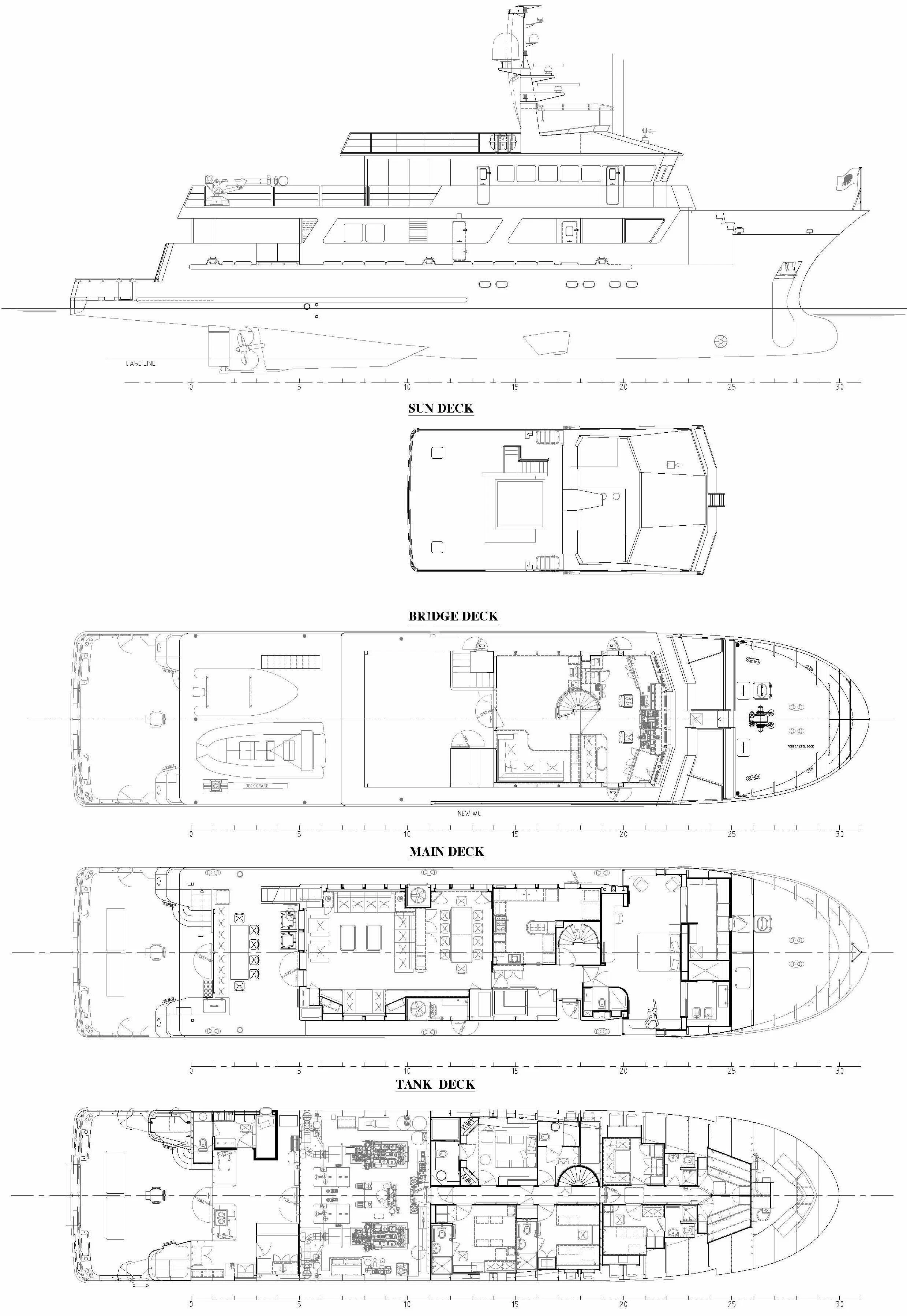 diagram, engineering drawing aboard OURWAY Yacht for Sale