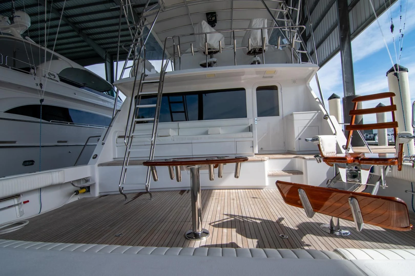a boat in a large building aboard CROUPIER Yacht for Sale