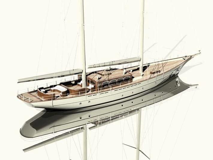 a boat on a white background aboard AGICA Yacht for Sale