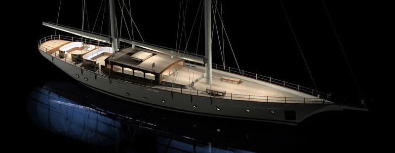 a large ship in the water aboard AGICA Yacht for Sale